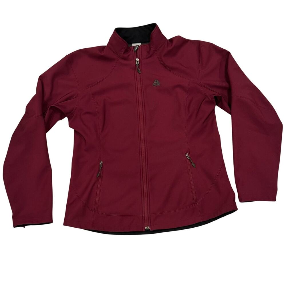 Nike ACG Softshell Jacket Sz XL Burgundy Fleece Lined Full Zip